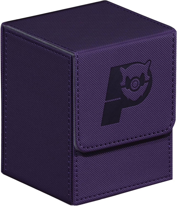 Card Deck Box for Commander - PU Leather Storage Box with 2 Dividers, Fits 100+ Single Sleeved Cards (Purple)