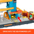 Matchbox Transportation Center Playset, 5 Levels with 1:64 Scale Taxi, Boat, Helicopter & Food Vendor Features