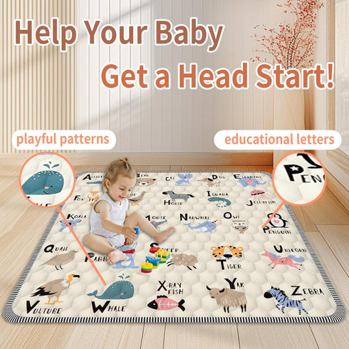 50" 50", Baby Play Mat X Thickened Soft, Waterproof and Non-Slip Crawling Floor Pad, Machine Washable and Foldable