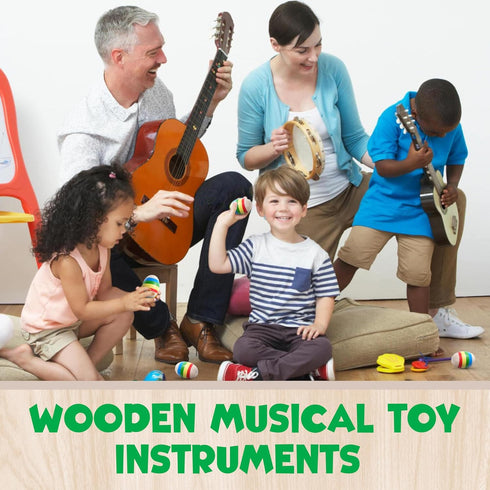 IPIDIPI Toys Egg Shakers Maracas - 6-Pack Colorful Wooden Musical Eggs for Baby, Toddler, and Party Favors