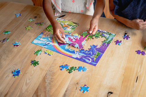 Chuckle & Roar 4 Pack Puzzles - Space, World Map, Fantasy, Food - 100 & 200 PC Jigsaw Puzzles
