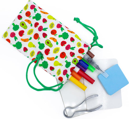 3+ BapronBaby Feeding Littles Busy Bag (Sage) - Toddler Travel Activity Kit, Restaurant Activity Kit for Independent