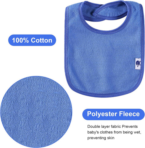 12 Pack Terry Drool Cotton Bibs, Unisex Baby Bibs with Waterproof Fiber Filling for Feeding and Teething