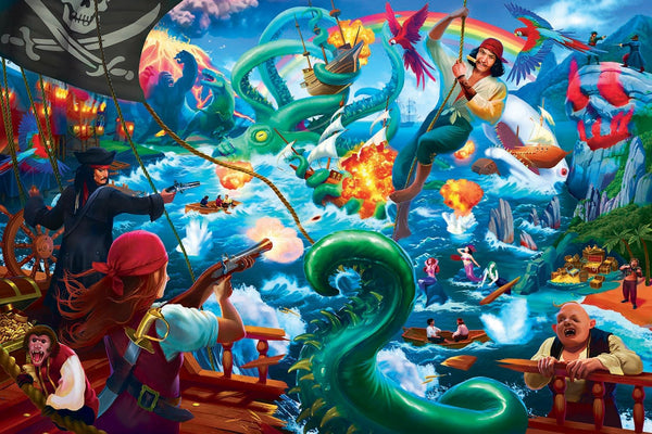 A Pirate's Life for Me! Fantasy Adventure Puzzle for Adults and Kids, 1000 Piece Jigsaw Puzzle Toy, Interactive Brain