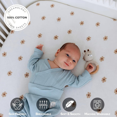 Cotton,2 Pack,Soft,Standard Sheets,100% 28x52 Dreamology Crib Sheets Crib Cotton Crib Sheet,for Boy,Girl, Baby Mattress