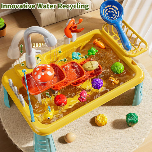 1-3 4-8 2 3 4 5 6 7 8 Kids Water Table Play Toy for Toddlers Years Old, Kitchen Sink with Electrical Pump and Flowing