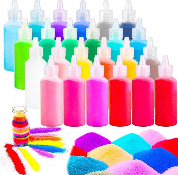 Niurewan 24 PCS Art Sand,1.25oz Bottles,DIY Sand Arts and Crafts Kit,Scenic Sand