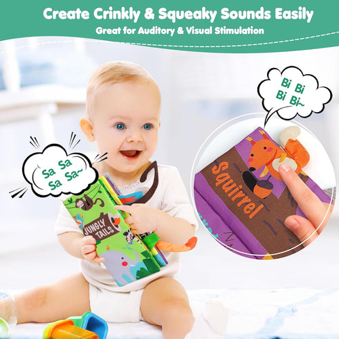 0-3-6-12-18 beiens Baby Books Toys, Touch and Feel Crinkle Cloth Book for Infant Baby Months, Early Development