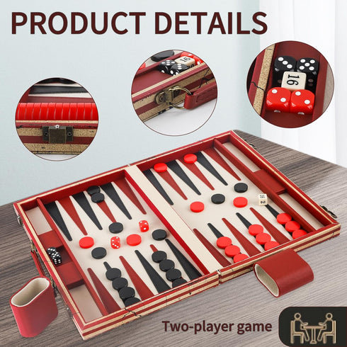 Backgammon Set - American Flag Design Classic Board Game for Family Game Night or Friends Party