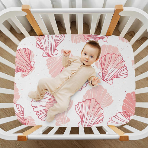 Cozy 28 52 9 Inches Kigai Coral Seashell Crib Sheets - Stretchy Fitted Crib Sheets for Boys Girls, Unisex Baby Crib