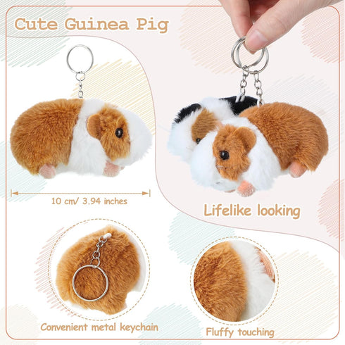 24 Pcs Guinea Pig Stuffed Animal Bulk Plush Dolls with Chain for Kids Party Favors