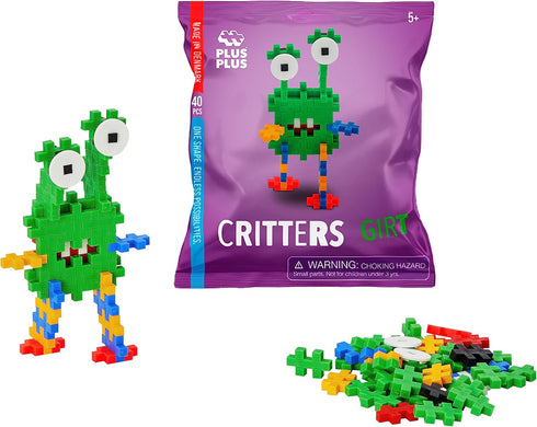PLUS PLUS - Critter Fun Pack - 160 Pieces, Construction Building Stem/Steam Toy, Interlocking Mini Puzzle Blocks for Kids