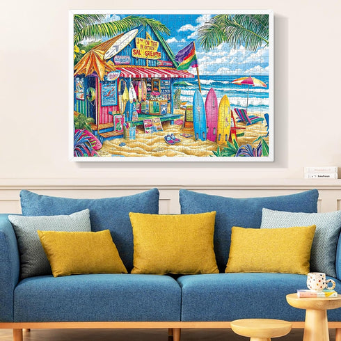 najiaxiaowu 500 Summer 500 20.5 15 Piece Puzzles for Adults,Beach Surf Shack Puzzle,Recycled Cardboard Jigsaw Puzzles