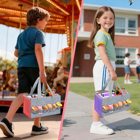 Set 2 IBVIVIC Carrying Case for Toniebox Starter and Figurines, Portable Travel Felt Cloth Musical Toy Folding Bag