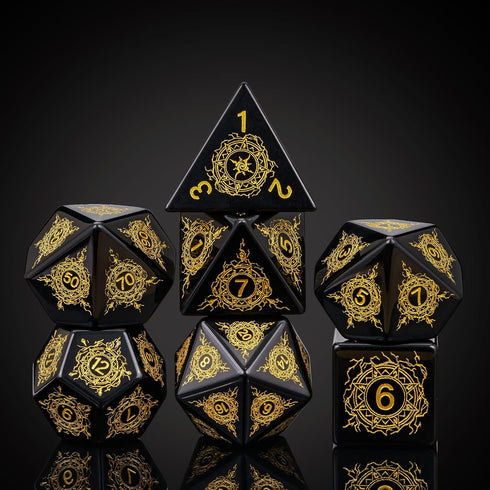 UDIXI Stone D&D Dice Set 7PCS Obsidian Dice with Gift Case for Dungeons and Dragons MTG