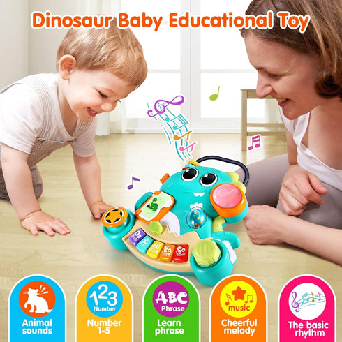 WITALENT Baby Toys 6-12 Months - Dinosaur Piano Music Light Up Toys for 1 Year Old Boys Girls, Interactive Keyboard