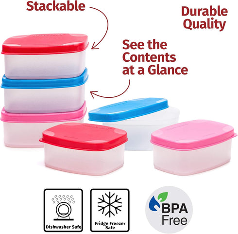 SIGNORA WARE 6 pk. 3 oz. Condiment Containers with Lids - Small Food Storage Sauce Cups, Leak Proof Reusable Plastic