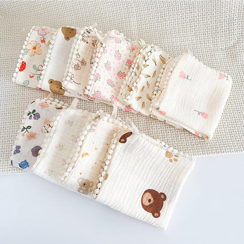 Bottone 6-Layer 28x28cm/11x11inch Baby Washcloths Soft Reusable Newborn Face Towel Baby Wash Cloths for Boys Girls