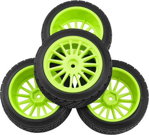 80mm/3.14" Rubber Tires & Plastic Wheel Rims 2.2 Inch 12mm Hex Hub Compatible with 1/10 HPI WR8 Off-Road Rally 1/14