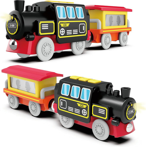 Battery Operated Locomotive Train, Magnetic Train Toy for Wooden Tracks, Compatible with Thomas & Brio