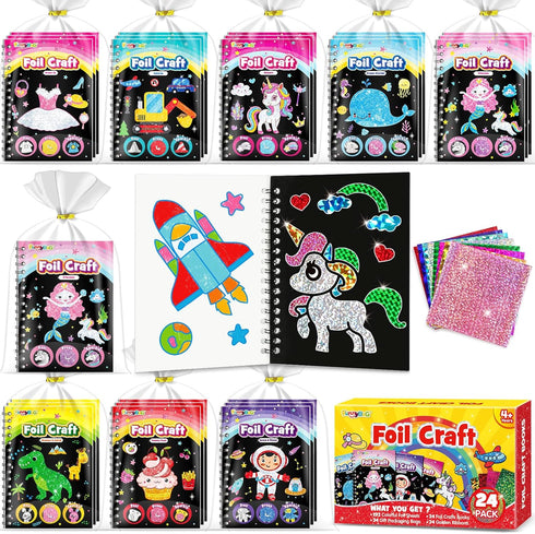 FUNNYB&G Foil Art Party Favors for Kids - 24 Pack Foil Art