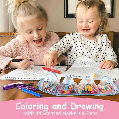 Fruit Scented Washable Markers Set for Kids - Unicorn Pencil Case, 48PCS Art Supplies for Age 4-8, Birthday Gifts