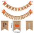 2 Pieces Happy Fall Banner Thankful Burlap Thanksgiving Banner for Mantle, Pumpkin Maple Leaf Garland Decoration