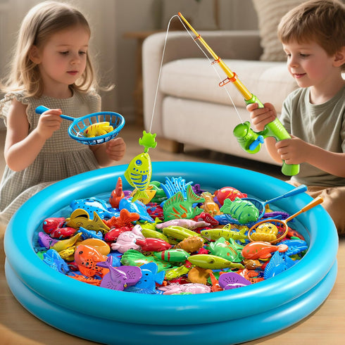 Xelabrion 60 3 4 5 Pcs Magnetic Fishing Pool Toys Game for Kids Toddlers, Fishing Water Table Bathtub Toy