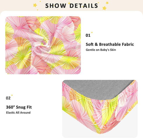 miaozhen 1 Pack 52x28 Cotton Crib Sheets for Baby Boys Girls Soft James Style Tie-dye Pink Yellow Unisex Child Crib