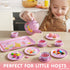 Set Set, 3 4 5 6 JOYIN Fairy Blossom Tea Party for Little Girls, Pretend Pink Tin Teapot Princess Tea Time Play Kitchen
