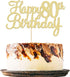 Gyufise 1Pc Gold Happy 80th Birthday Cake Topper, Glitter Cheers to 80 Years Old Cake Decorations