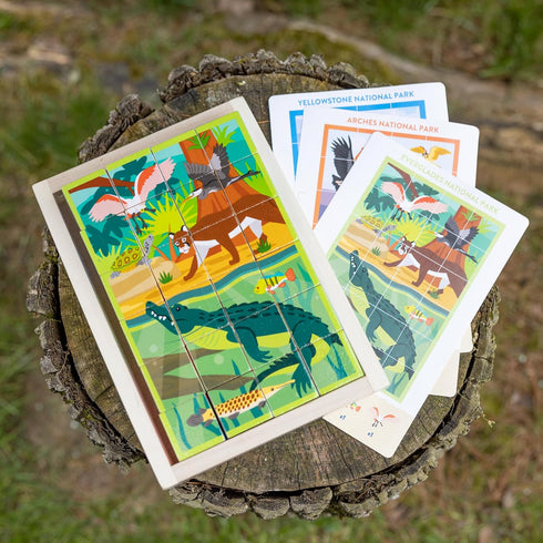 Melissa & Doug National Parks Alphabet & Animals 24-Piece Cube Puzzle (Everglades, Arches, Yellowstone)