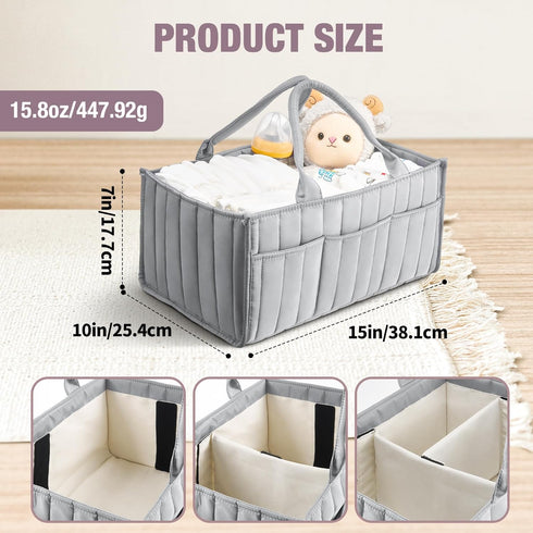 Starry Sky Grey Diaper Caddy Organizer with Handles & Removable Dividers,Diaper Bag,Car Diaper Caddy,Stylish Diaper