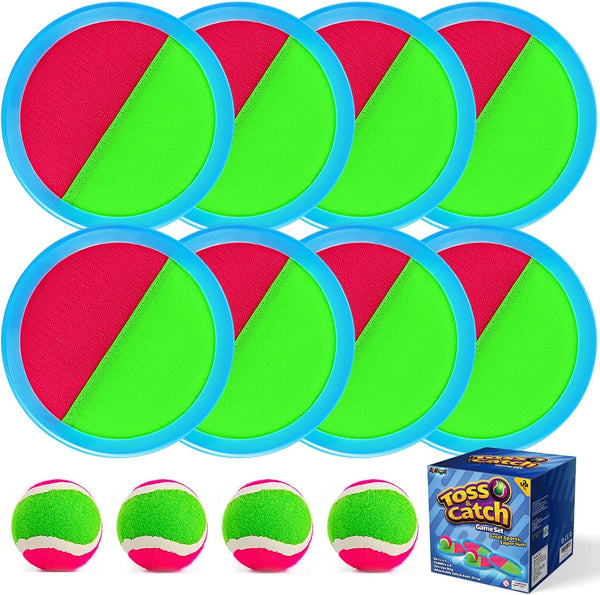 Ayeboovi Toss and Catch Ball Set, 8 Paddles and 4 Balls for Outdoor Toys and Camping Games