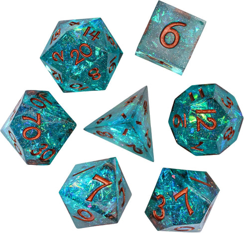 7PCS DND Dice Set | Handmade Sharp Edge Polyhedral Dice for Dungeons and Dragons TTRPG Games with Gift Box