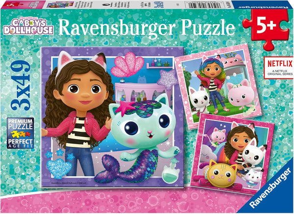 Ravensburger - Gabby's Dollhouse 3 x 49 Piece Jigsaw Puzzle Set for Kids, Screen-Free Activity