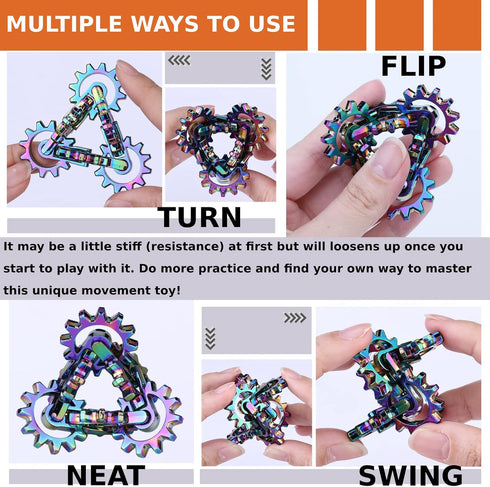 Metal Fidget Toys - Quiet Infinity Gear Fidget Toy - Unique Movement Fidget Tool - Improve Dexterity and Focus - Ideal