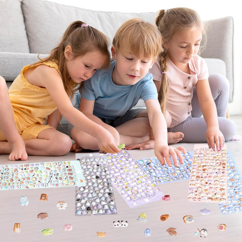Jactales 600+ 3D Set Case-Removable-6 Cute Mini Puffy Stickers-Small Tiny Micro Bulk Sticker for Kids Girls