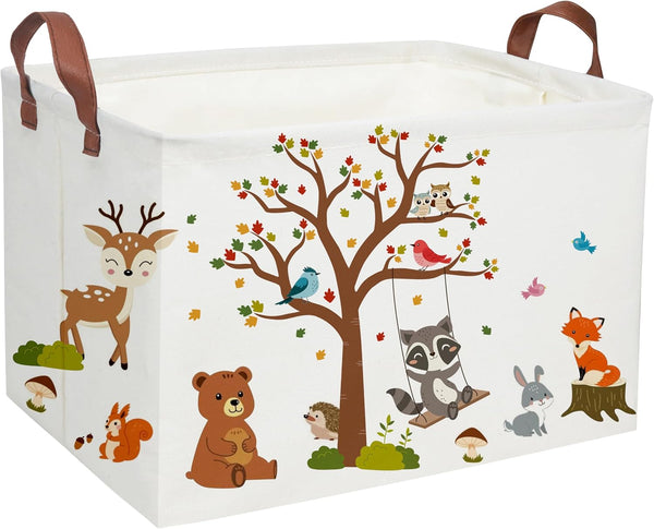 Essme Rectangular Kids Baskets, Animal Storage Bins with Handles for Kids Room Decor, Book Storage Bin