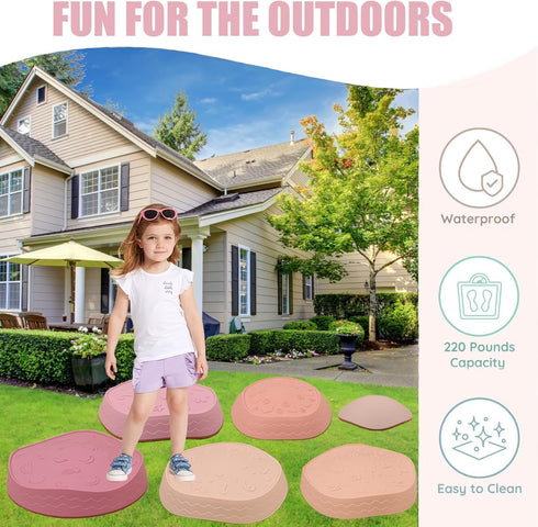 6Pcs Non-Slip Balance Stepping Stones for Kids, Toddler Jumping Stepping Stones for Indoor or Outdoor Play
