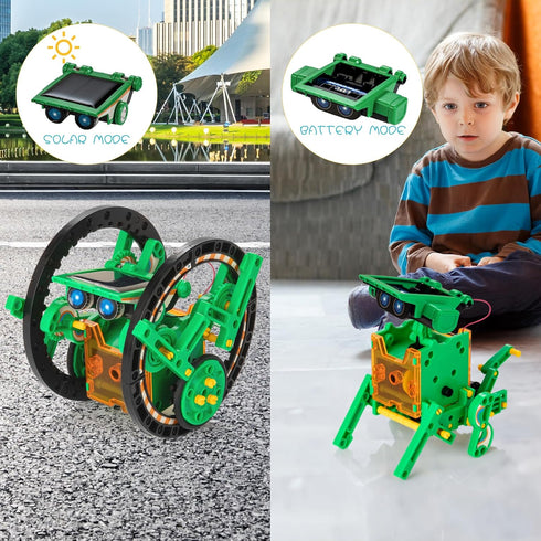 14-in-1 Set Solar Robot Kit for Kids, Educational STEM Science Toy, Solar Power Building Kit DIY Assembly Battery