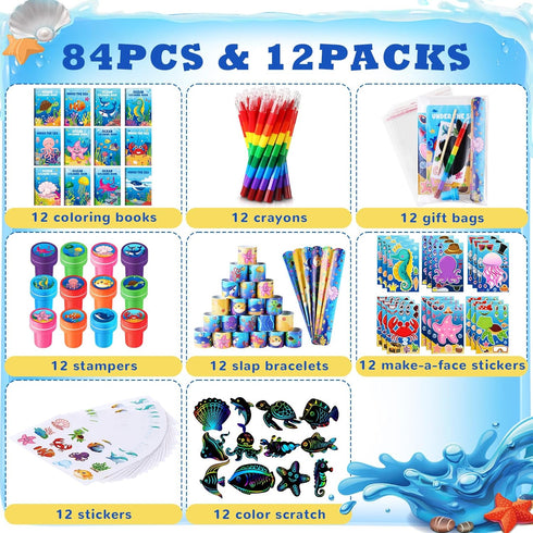 96Pcs Set BenLouis Under the Sea Party Favors Ocean Animals Party Coloring Books Bulk for Kids Sea Fish Birthday