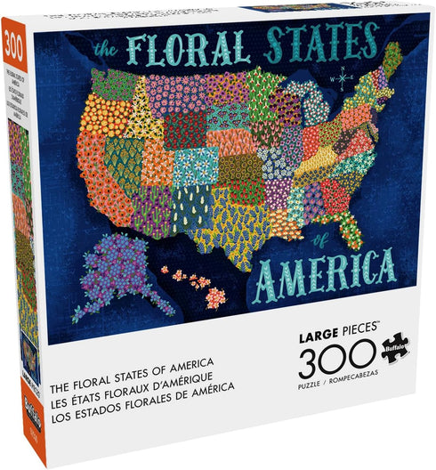 Buffalo Games - Zirkus Design LLC - The Floral States of America - 300 Piece Jigsaw Puzzle for Families