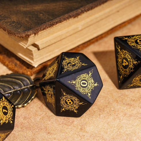 UDIXI Stone D&D Dice Set 7PCS Obsidian Dice with Gift Case for Dungeons and Dragons MTG