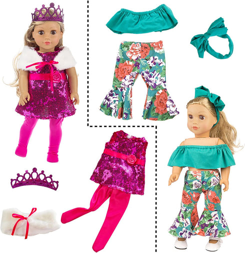 ZITA ELEMENT 24 Pcs American Doll Clothes for 18 Inch Dolls - Clothing Outfits, Dresses, Swimsuits