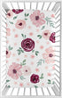 Sweet Jojo Designs Burgundy Watercolor Floral Girl Fitted Mini Crib Sheet Baby