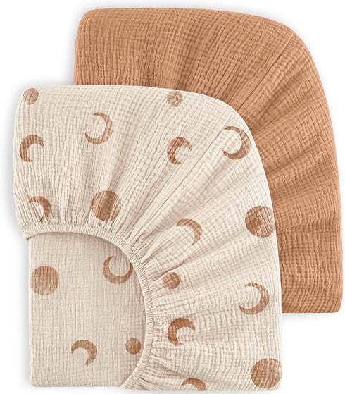 Bearmoss Muslin Crib Sheets 100% Cotton Baby Bed Sheets Soft&Breathable Nursery Sheet