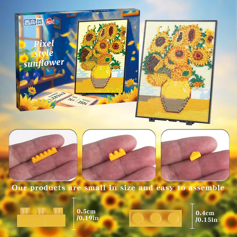 STMIGAIBLOCKS 3504PCS 14+ Flowers Wall Decoration Micro Mini Building Blocks,Ideas Botanical Sumflowers Painting Frame