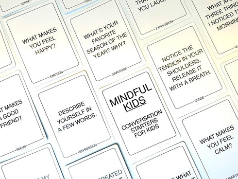 Mindfulness Conversation Starter Cards for Kids, Inspirational Cards for Positive Affirmations and Conversations