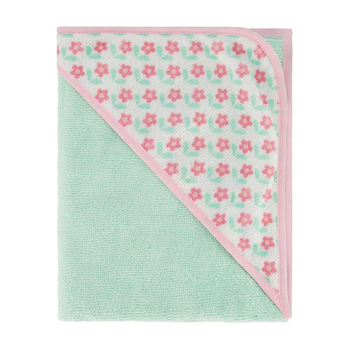 3 Pack GS71730 Cudlie Buttons & Stitches Baby Girl Rolled/Carded Hooded Towels in Bless This Baby Print